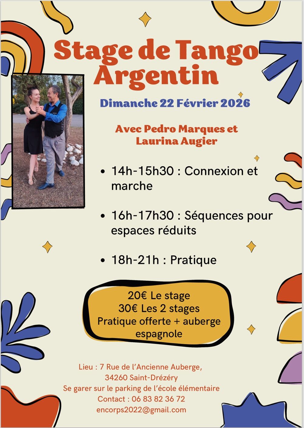 Stage avec Pedro Marques et Laurina Augier + pratique, St Drezery