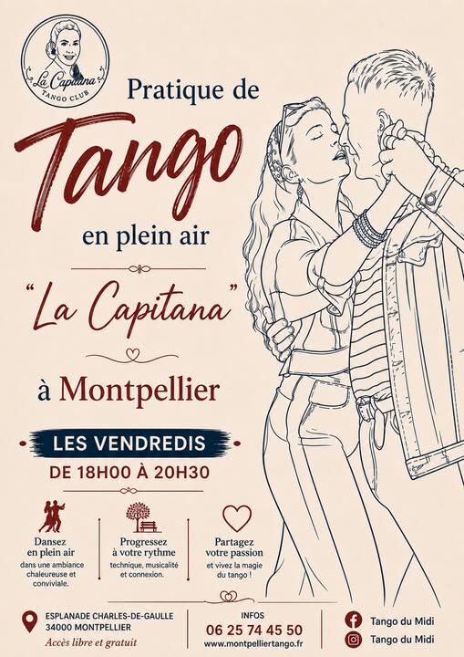 Pratique tango en plein air, Montpellier