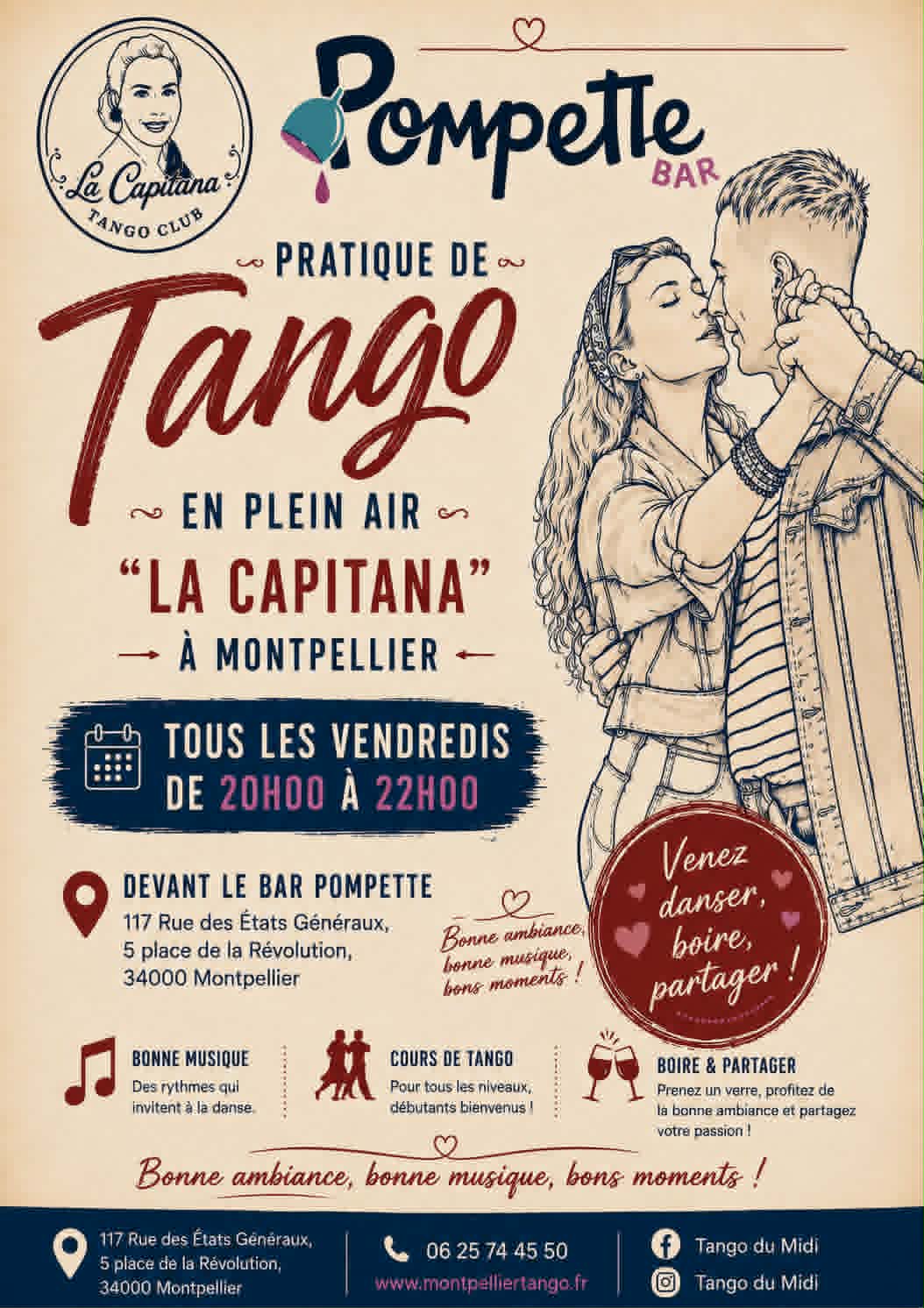 Pratique tango en plein air, Montpellier